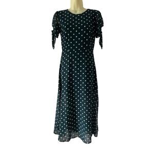 Forever 21 Contemporary Green Polka Dot Dress Size Small Midi Vintage Look